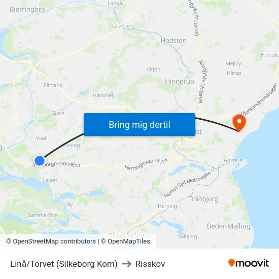 Linå/Torvet (Silkeborg Kom) to Risskov map