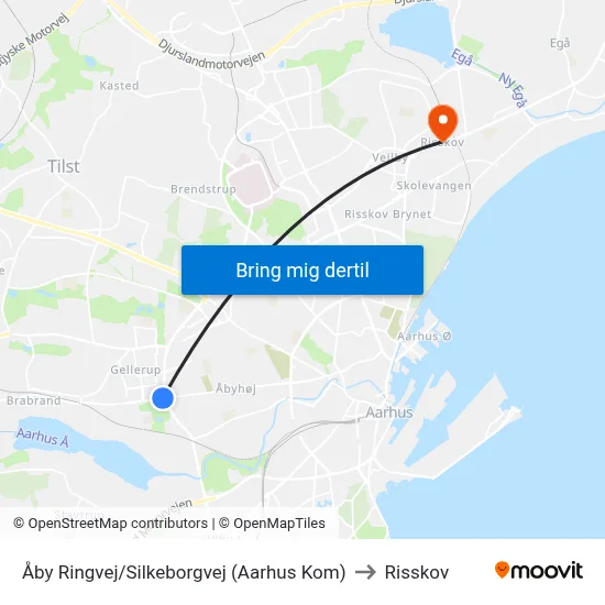 Åby Ringvej/Silkeborgvej (Aarhus Kom) to Risskov map