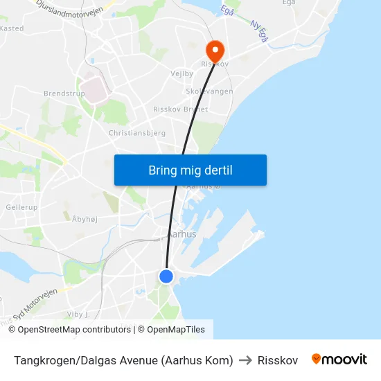 Tangkrogen/Dalgas Avenue (Aarhus Kom) to Risskov map