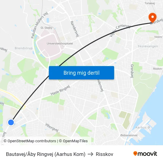 Bautavej/Åby Ringvej (Aarhus Kom) to Risskov map