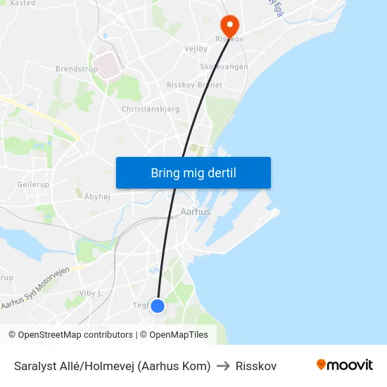 Saralyst Allé/Holmevej (Aarhus Kom) to Risskov map