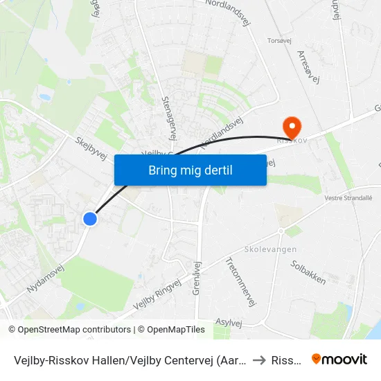 Vejlby-Risskov Hallen/Vejlby Centervej (Aarhus Kom to Risskov map