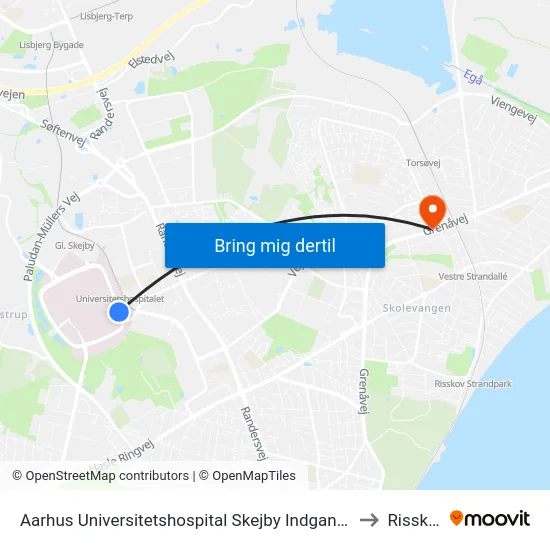 Aarhus Universitetshospital Skejby Indgang E/F to Risskov map