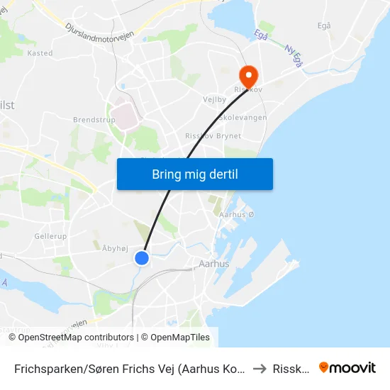 Frichsparken/Søren Frichs Vej (Aarhus Kom) to Risskov map