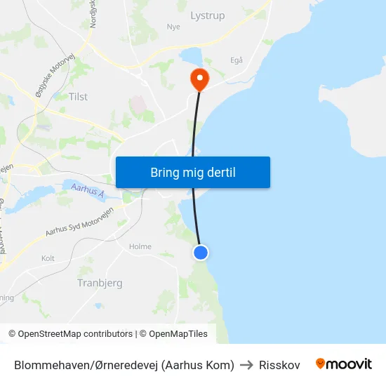 Blommehaven/Ørneredevej (Aarhus Kom) to Risskov map