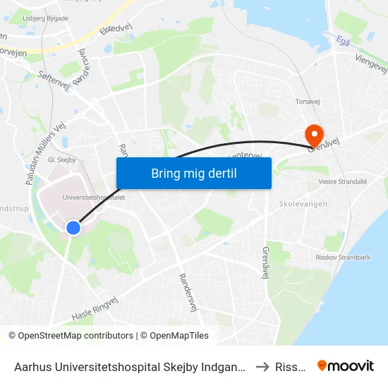 Aarhus Universitetshospital Skejby Indgang B/C/D to Risskov map