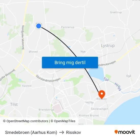 Smedebroen (Aarhus Kom) to Risskov map