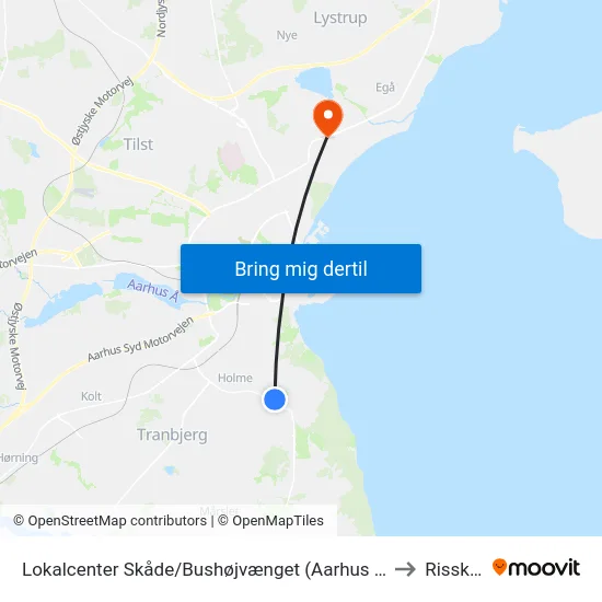 Lokalcenter Skåde/Bushøjvænget (Aarhus Kom) to Risskov map