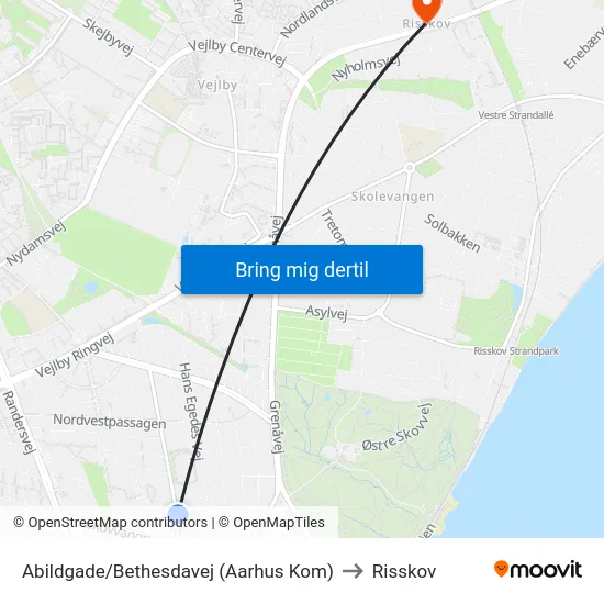 Abildgade/Bethesdavej (Aarhus Kom) to Risskov map