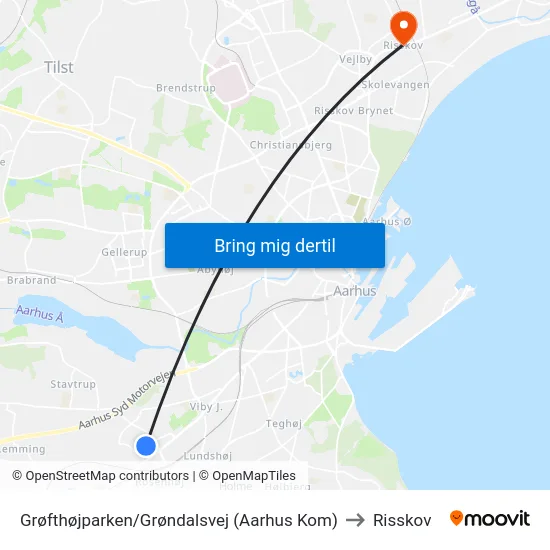 Grøfthøjparken/Grøndalsvej (Aarhus Kom) to Risskov map