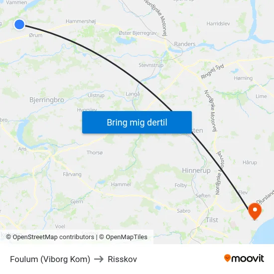 Foulum (Viborg Kom) to Risskov map