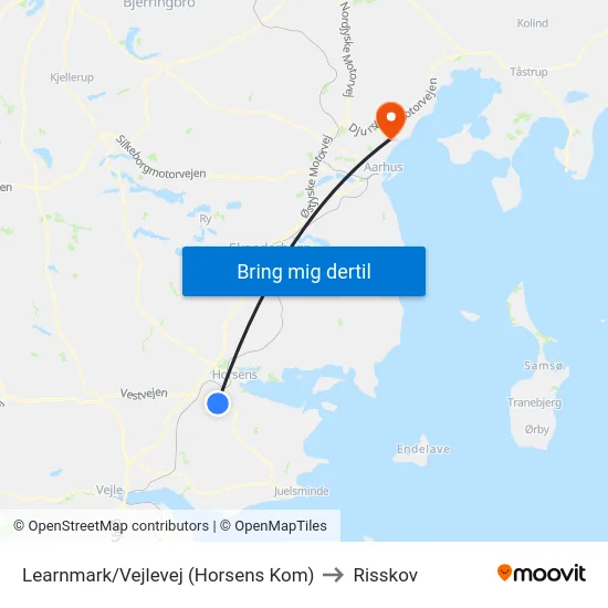 Learnmark/Vejlevej (Horsens Kom) to Risskov map
