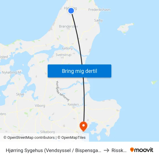 Hjørring Sygehus (Vendsyssel / Bispensgade) to Risskov map