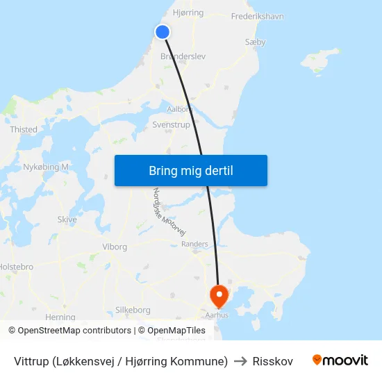 Vittrup (Løkkensvej / Hjørring Kommune) to Risskov map