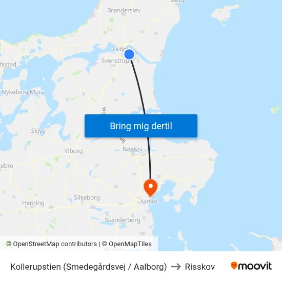 Kollerupstien (Smedegårdsvej / Aalborg) to Risskov map