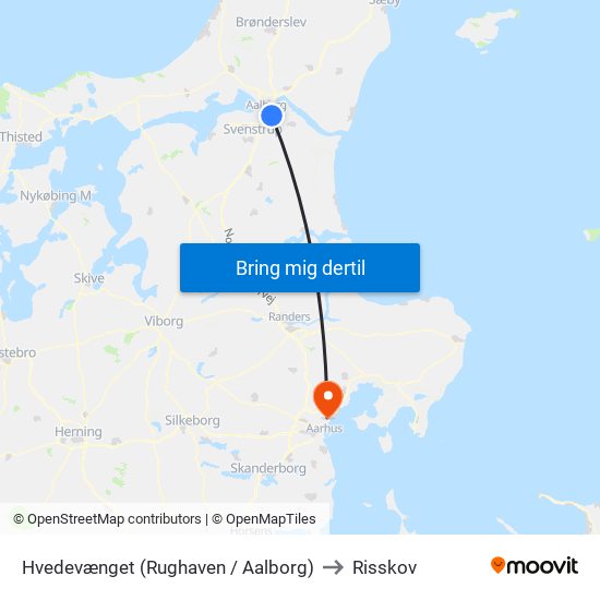 Hvedevænget (Rughaven / Aalborg) to Risskov map