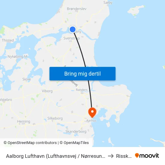 Aalborg Lufthavn (Lufthavnsvej / Nørresundby) to Risskov map