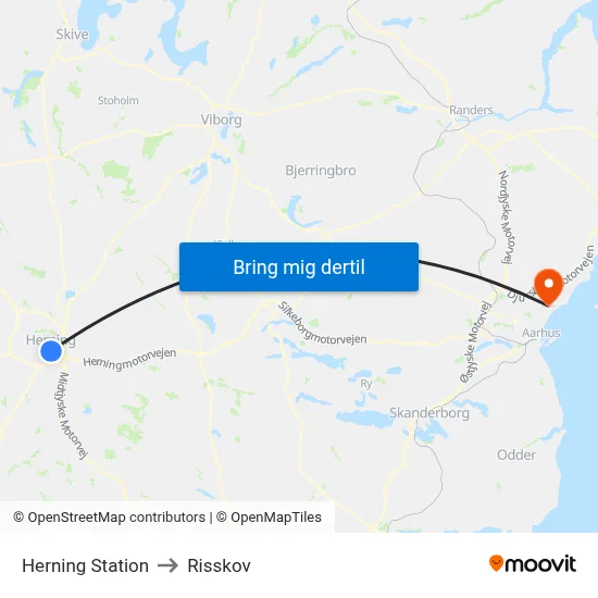 Herning Station to Risskov map