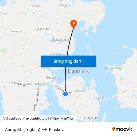 Aarup St. (Togbus) to Risskov map