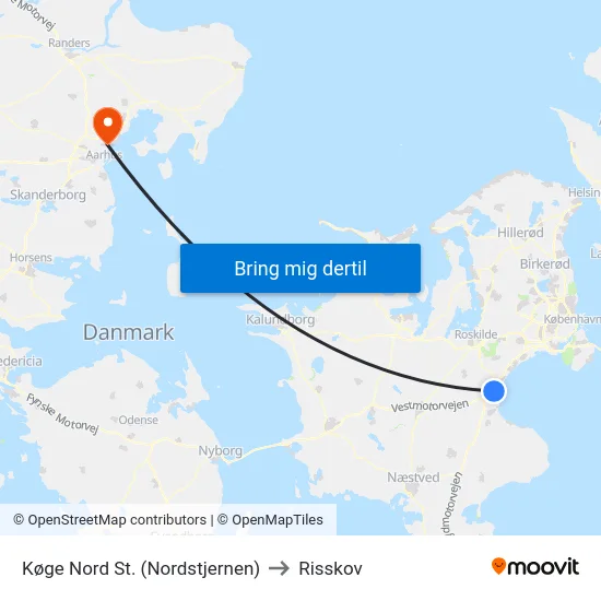Køge Nord St. (Nordstjernen) to Risskov map