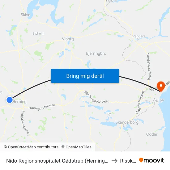 Nido Regionshospitalet Gødstrup (Herning Kom) to Risskov map