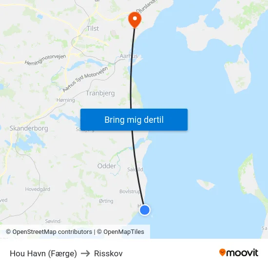 Hou Havn (Færge) to Risskov map