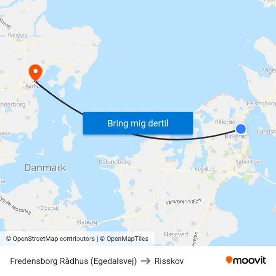 Fredensborg Rådhus (Egedalsvej) to Risskov map