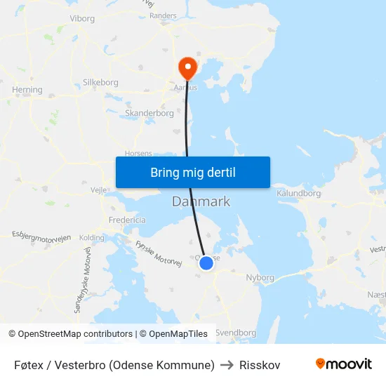 Føtex / Vesterbro (Odense Kommune) to Risskov map