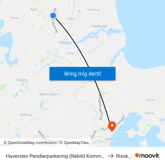 Haverslev Pendlerparkering (Rebild Kommune) to Risskov map