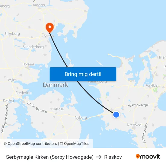 Sørbymagle Kirken (Sørby Hovedgade) to Risskov map