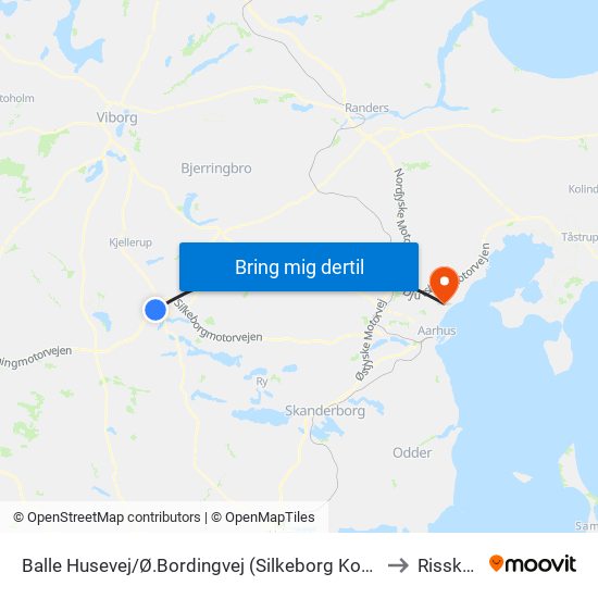 Balle Husevej/Ø.Bordingvej (Silkeborg Kom) to Risskov map