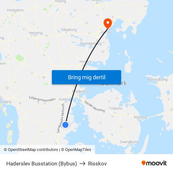 Haderslev Busstation (Bybus) to Risskov map