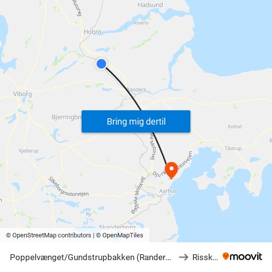 Poppelvænget/Gundstrupbakken (Randers Kom) to Risskov map