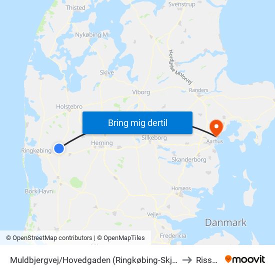 Muldbjergvej/Hovedgaden (Ringkøbing-Skjern Kom) to Risskov map