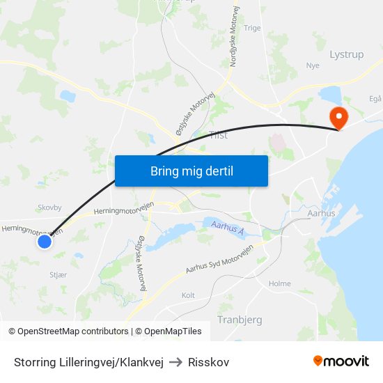 Storring Lilleringvej/Klankvej to Risskov map