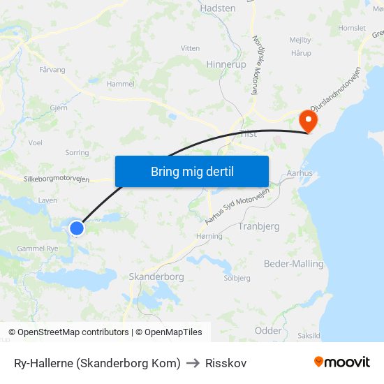 Ry-Hallerne (Skanderborg Kom) to Risskov map