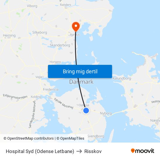 Hospital Syd (Odense Letbane) to Risskov map
