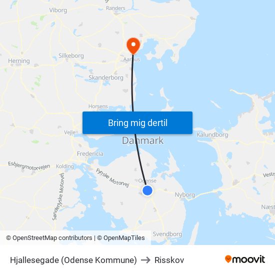 Hjallesegade (Odense Kommune) to Risskov map