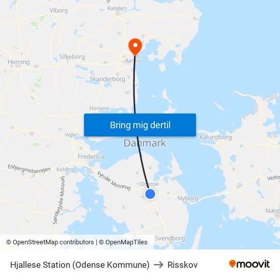 Hjallese Station (Odense Kommune) to Risskov map