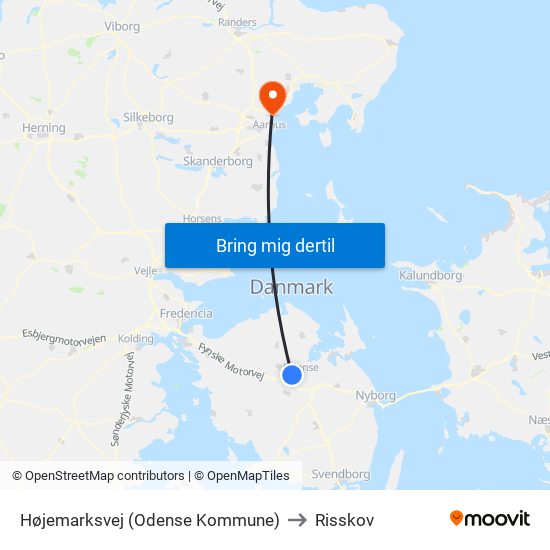 Højemarksvej (Odense Kommune) to Risskov map