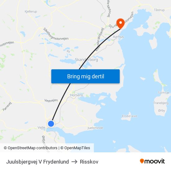 Juulsbjergvej V Frydenlund to Risskov map