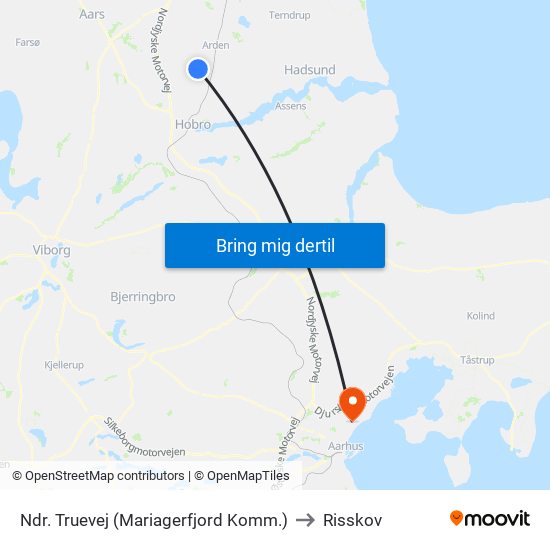 Ndr. Truevej (Mariagerfjord Komm.) to Risskov map