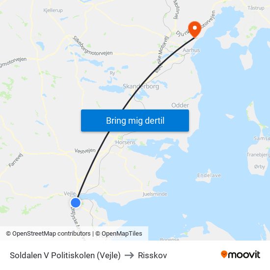 Soldalen V Politiskolen (Vejle) to Risskov map