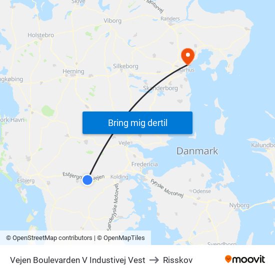 Vejen Boulevarden V Industivej Vest to Risskov map