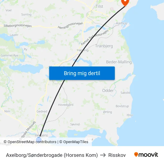 Axelborg/Sønderbrogade (Horsens Kom) to Risskov map