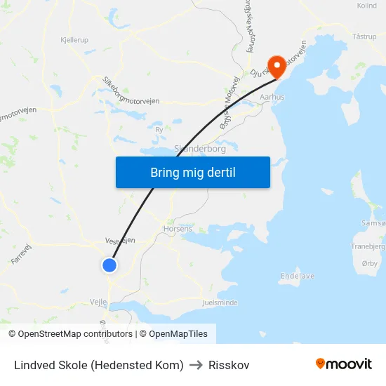 Lindved Skole (Hedensted Kom) to Risskov map
