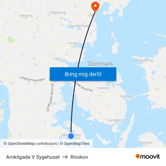 Arnkilgade V Sygehuset to Risskov map