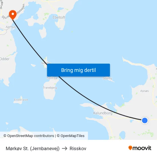 Mørkøv St. (Jernbanevej) to Risskov map