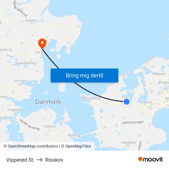 Vipperød St. to Risskov map