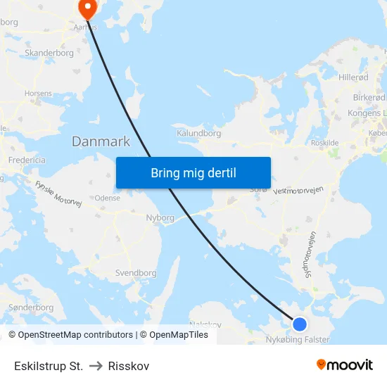 Eskilstrup St. to Risskov map